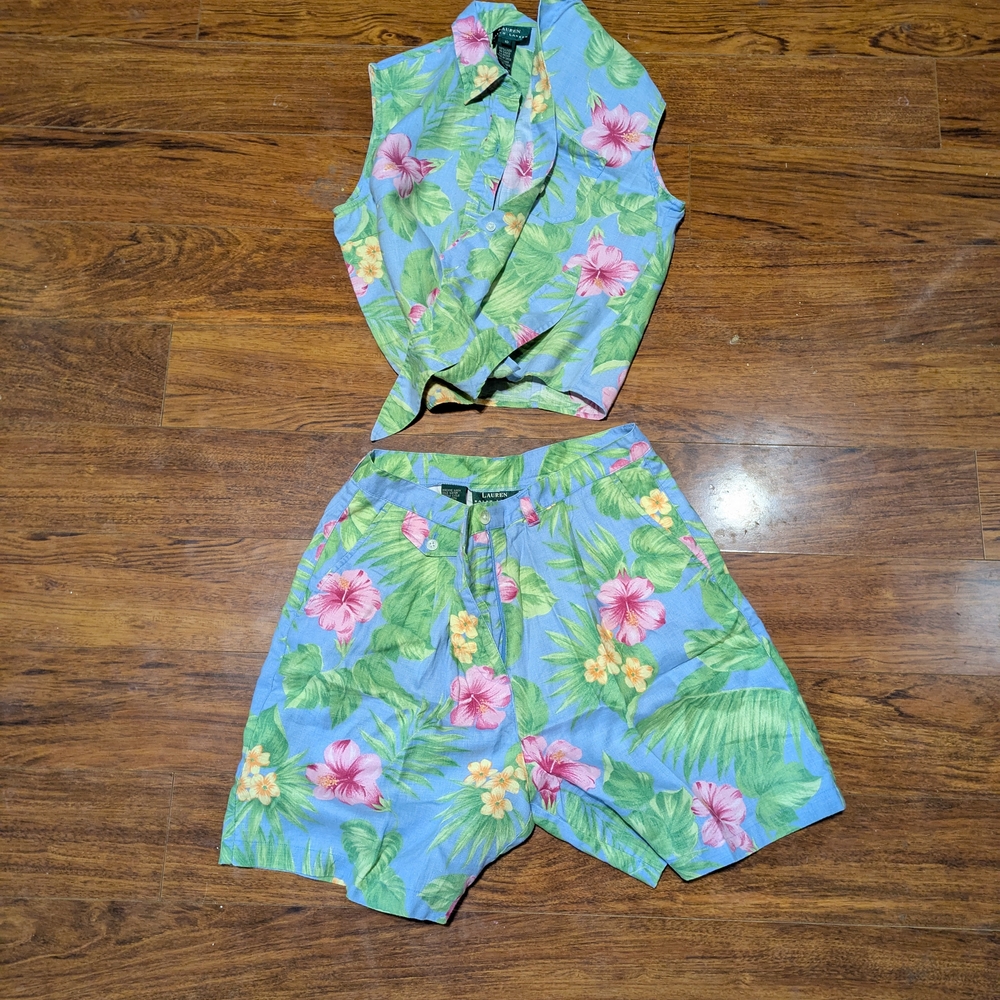 Floral Hawaiian Shirt and Shorts Set